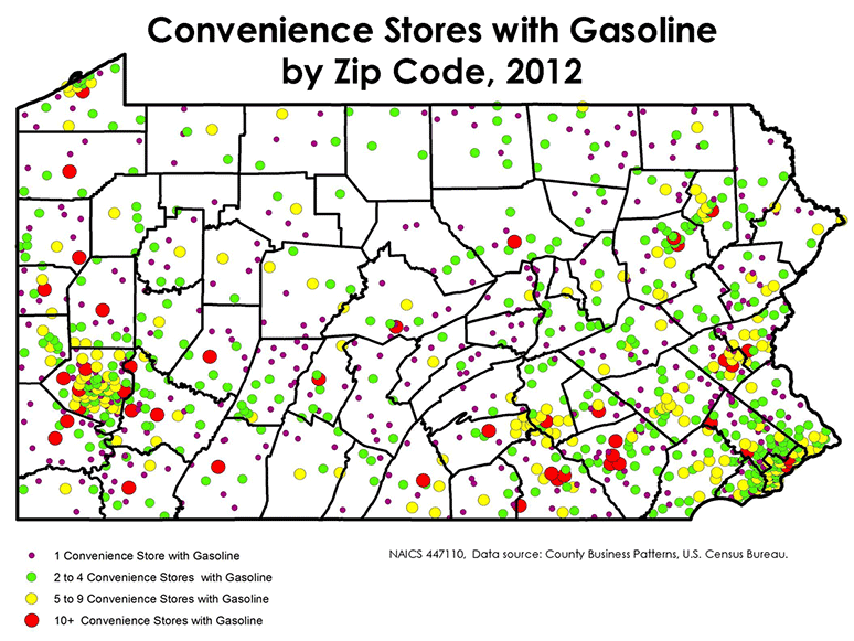 Convenience Stores with Gasoline by Zip Code, 2012