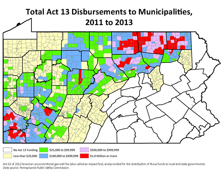 Total Act 13 Disbursements to Municipalities, 2011 to 2013