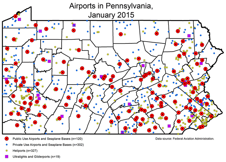 Airports in Pennsylvania, January 2015