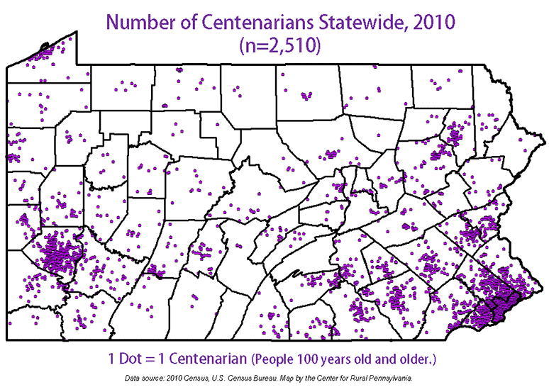Number of Centenarians, Statewide, 2010