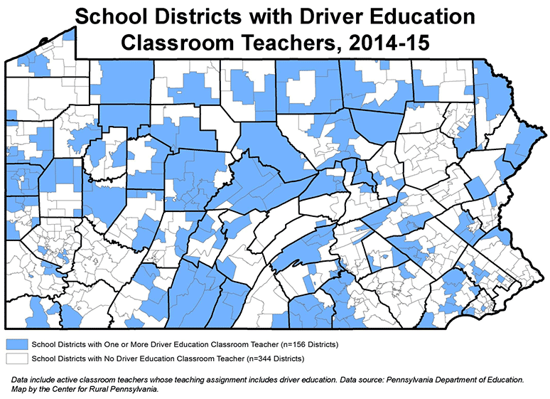 School Districts with Driver Education Classroom Teachers, 2014-15