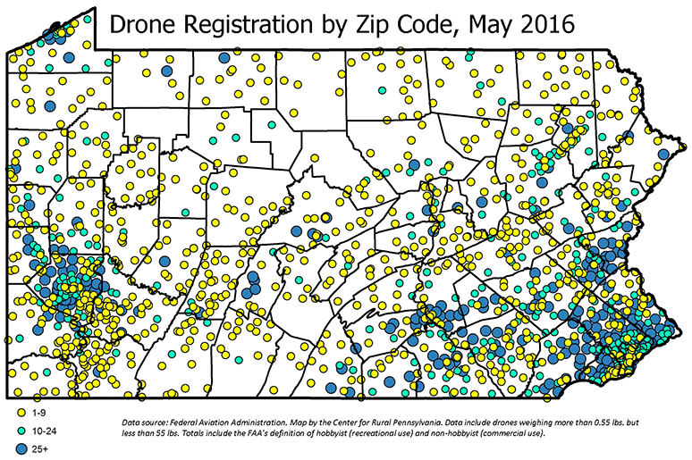 Drone Registration by Zip Code, May 2016