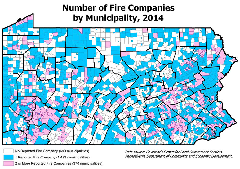 Number of Fire Companies by Municipality, 2014