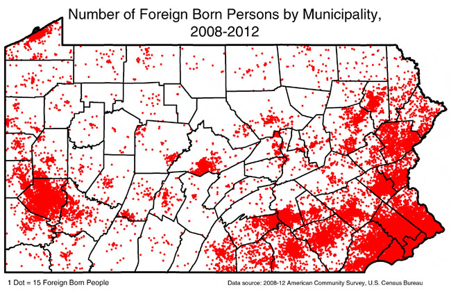 Number of Foreign Born Persons by Municipality, 2008-2012