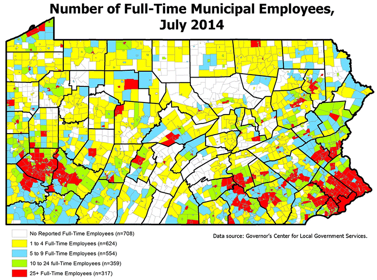 Number of Full-Time Municipal Employees, July 2014