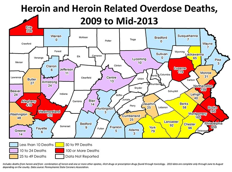 Heroin and Heroin Related Overdose Deaths, 2009 to Mid-2013