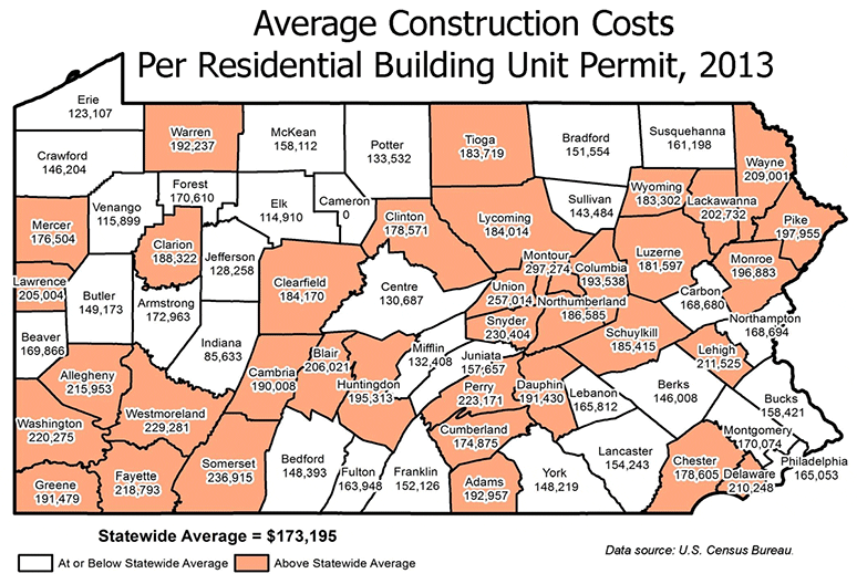 Average Construction Costs Per Residential Building Unit Permit, 2013
