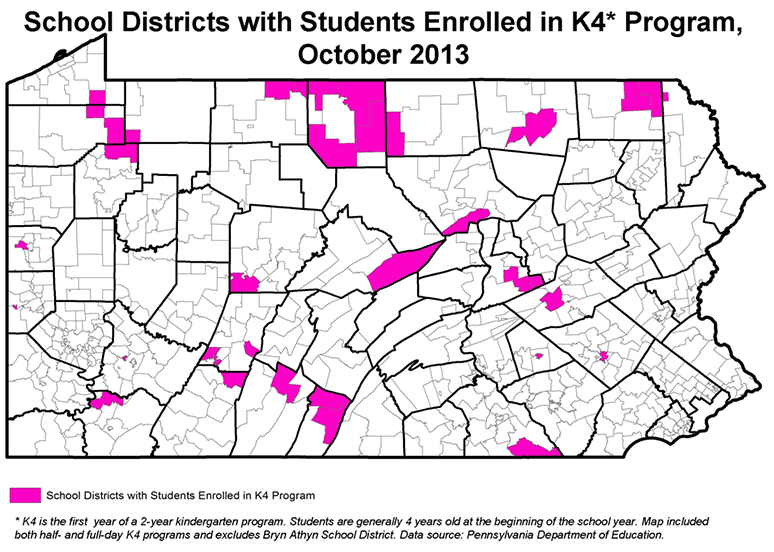 School Districts with Students Enrolled in K4* Program, October 2013