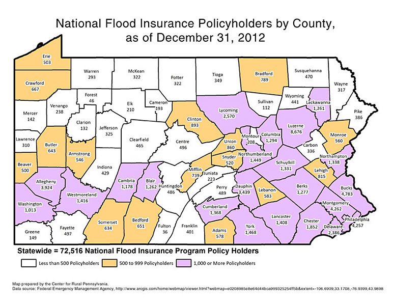 National Flood Insurance Policyholders by County, as of December 31, 2012