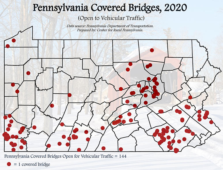 Map: Pennsylvania Covered Bridges, 2020