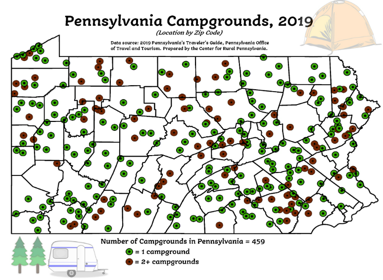 Map Showing Pennsylvania Campgrounds 2019