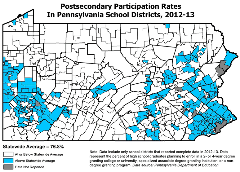 Postsecondary Participation Rates In Pennsylvania School Districts, 2012-13