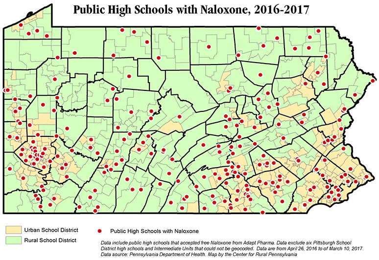 Public High Schools with Naloxone, 2016-2017