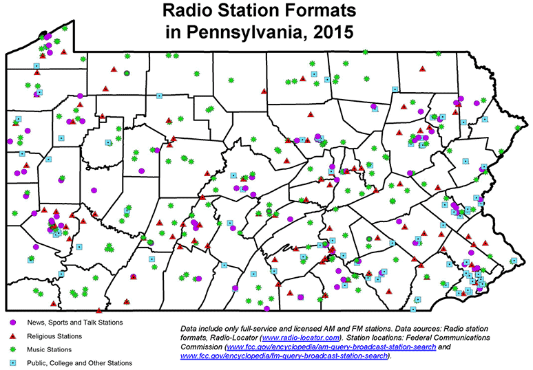 Radio Station Formats in Pennsylvania, 2015