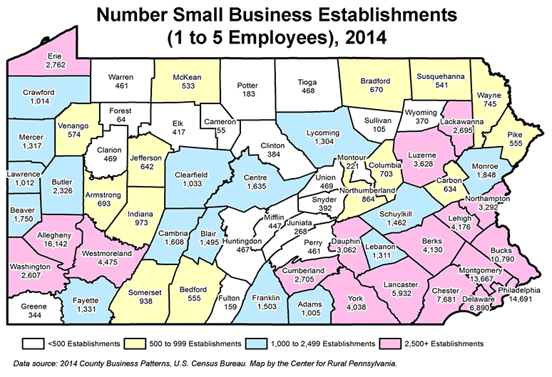 Number Small Business Establishments (1 to 5 Employees), 2014