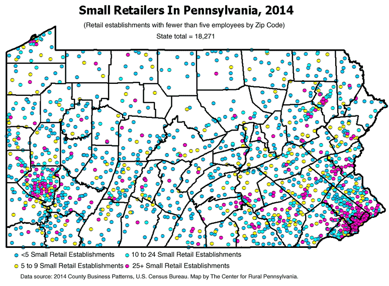 Small Retailers in Pennsylvania, 2014