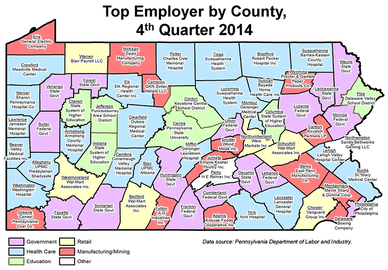 Top Employer by County, 4th Quarter 2014