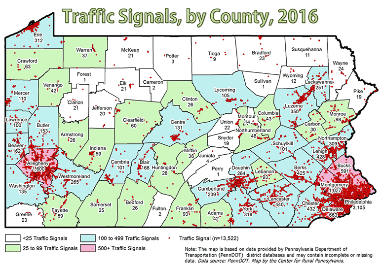 Traffic Signals, by County, 2016
