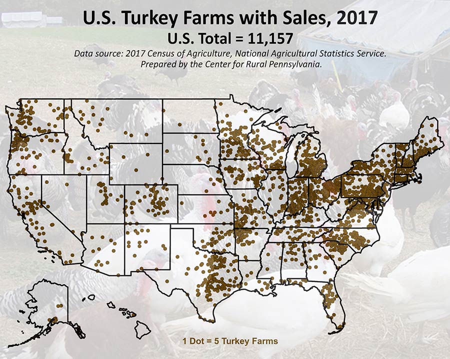 Map: U.S. Turkey Farms with Sales, 2017