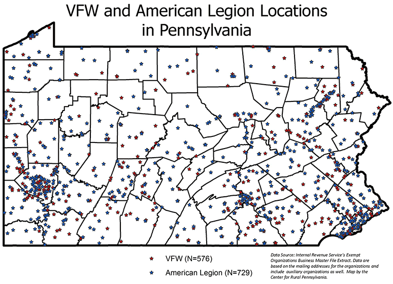VFW and American Legion Locations in Pennsylvania
