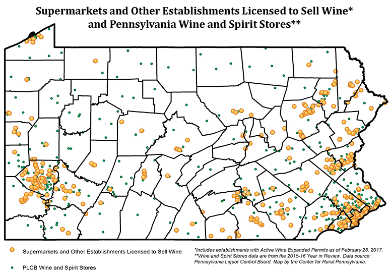 Supermarkets and Other Establishments Licensed to Sell Wine and Pennsylvania Wine and Spirit Stores