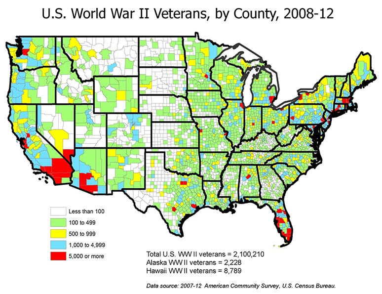 US World War II Veterans, by County, 2008-12