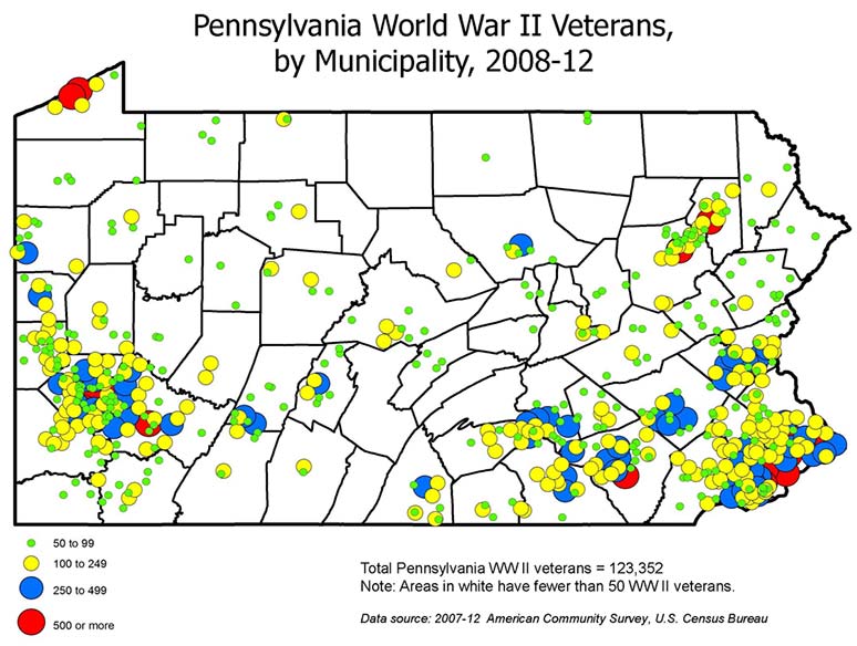 Pennsylvania World War II Veterans, by Municipality, 2008-12
