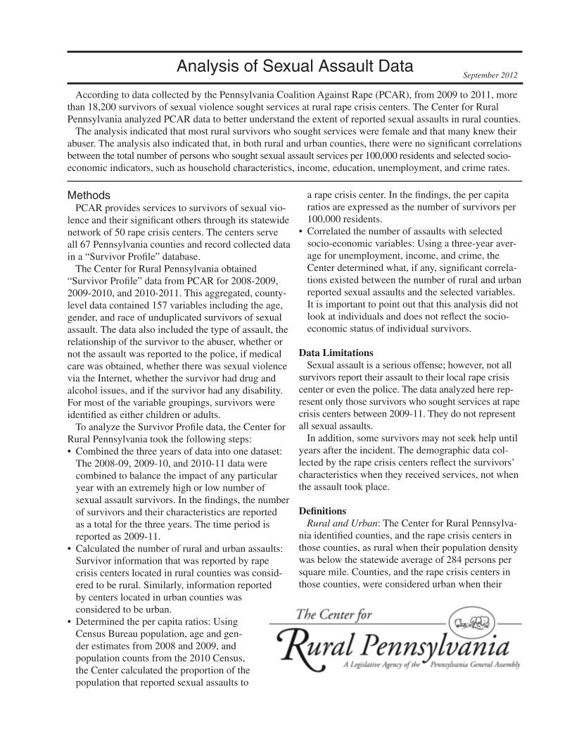 Fact Sheets - Center for Rural PA
