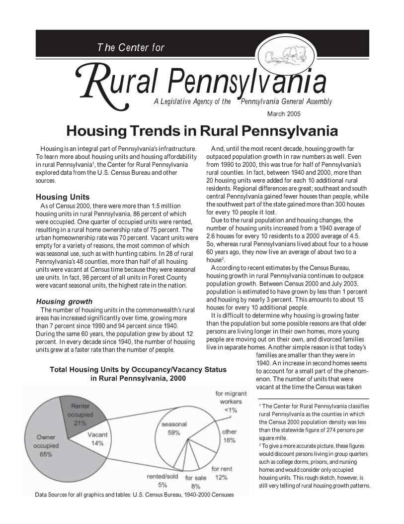 Fact Sheets - Center for Rural PA
