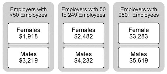 Average Monthly Wages in Private Sector Rural Establishments by Number of Employees, and by Gender, 2nd Quarter 2017