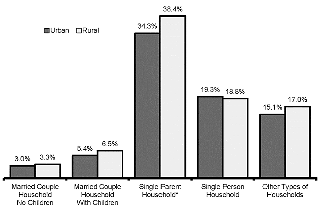 Rural and Urban Poverty Rate By Household Type, 2014
