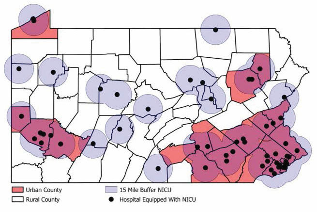 Pennsylvania Map: Neonatal Intensive Care Units (NICU)