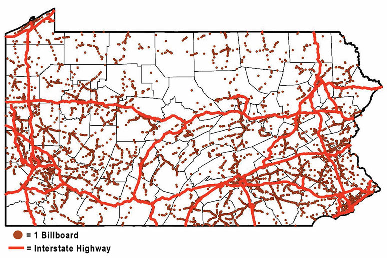 Map: Pennsylvania Billboard Locations*, 2020