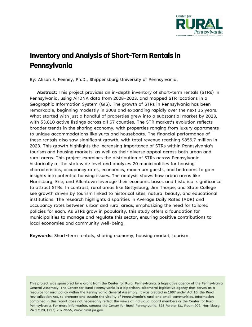Example Pa Inventory Research Reports - Center for Rural PA